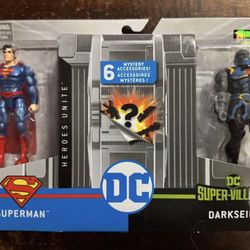 C Comics, 4-Inch Superman vs. Darkseid Action Figure 2-Pack with 6 Mystery weapons