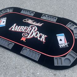 Vintage Michelob Amber Bock WPT World Poker Tour Black Felt Table Top! Good condition  66x33in