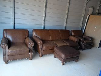 Brown Leather Living Room Set ( Free Delivery if Needed)