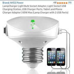 Light Bulb Dual USB Adapter Brand New Charge Android iPhone Or Any USB Device 