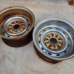 5x4-1/2" & 5x4-3/4" Chrome Rally Wheel 14x7 Rim 5 Lug Pair 