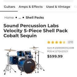 SPL Velocity Drum Shell Pack In Cobalt Sequin 100% Birch Shells