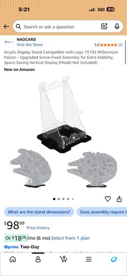 NAOCARD Acrylic Display Stand Compatible with LEGO 75192 Millennium Falcon - Upgraded Screw-Fixed Assembly for Extra Stability, Space-Saving Vertical