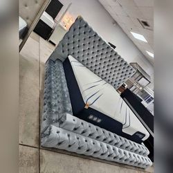 King Queen size Two layers Platform bed frame