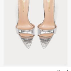 Silver Stilleto Heels, 8 1/2 (8.5) Ladies NEW