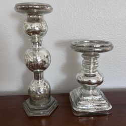 Silver Pillar Candle Holders