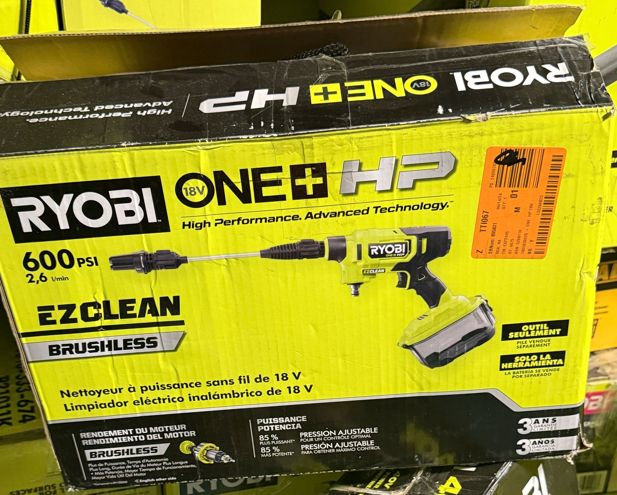 ONE+ HP 18V Brushless EZClean 600 PSI 0.7 GPM Cordless Cold Water Power Cleaner (Tool Only)