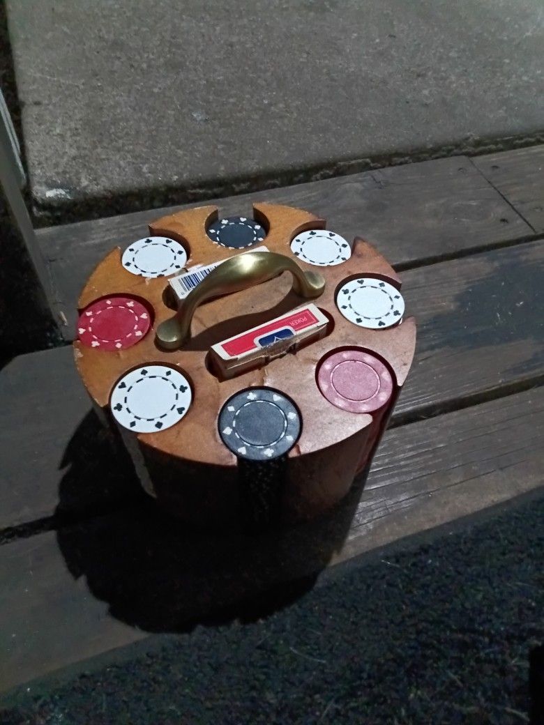 Antique Professional Poker Set And Cards