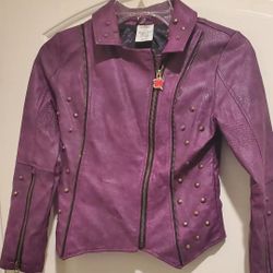 Disney Descendants Faux Leather Moto Jacket for Girls Purple size 9/10