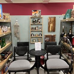 Carved Vintage Table & Chairs with Glass Top