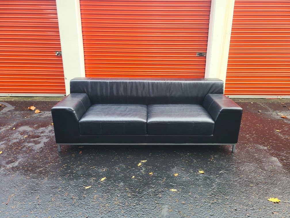 Black Leather Couch - Free Delivery