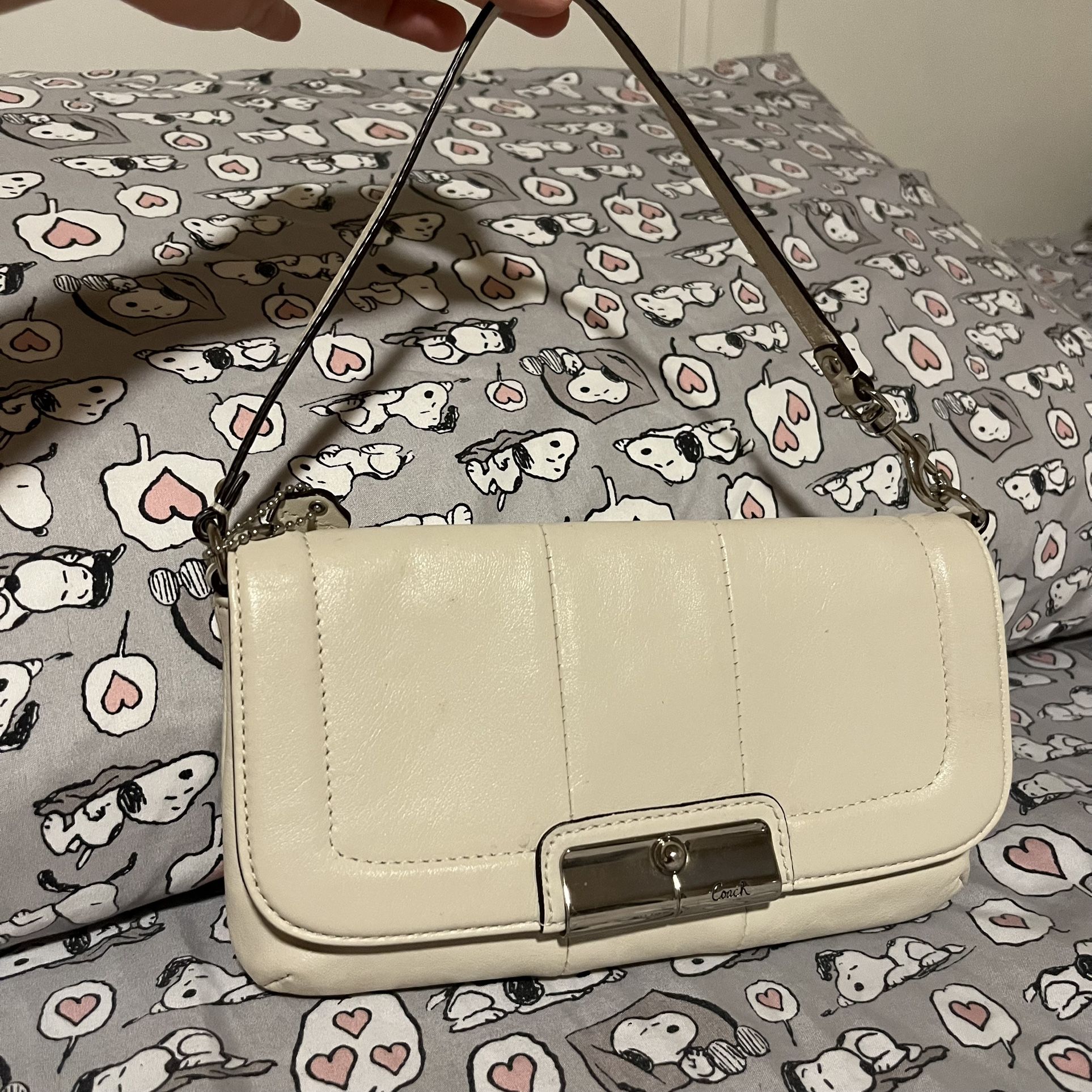 white mini coach purse