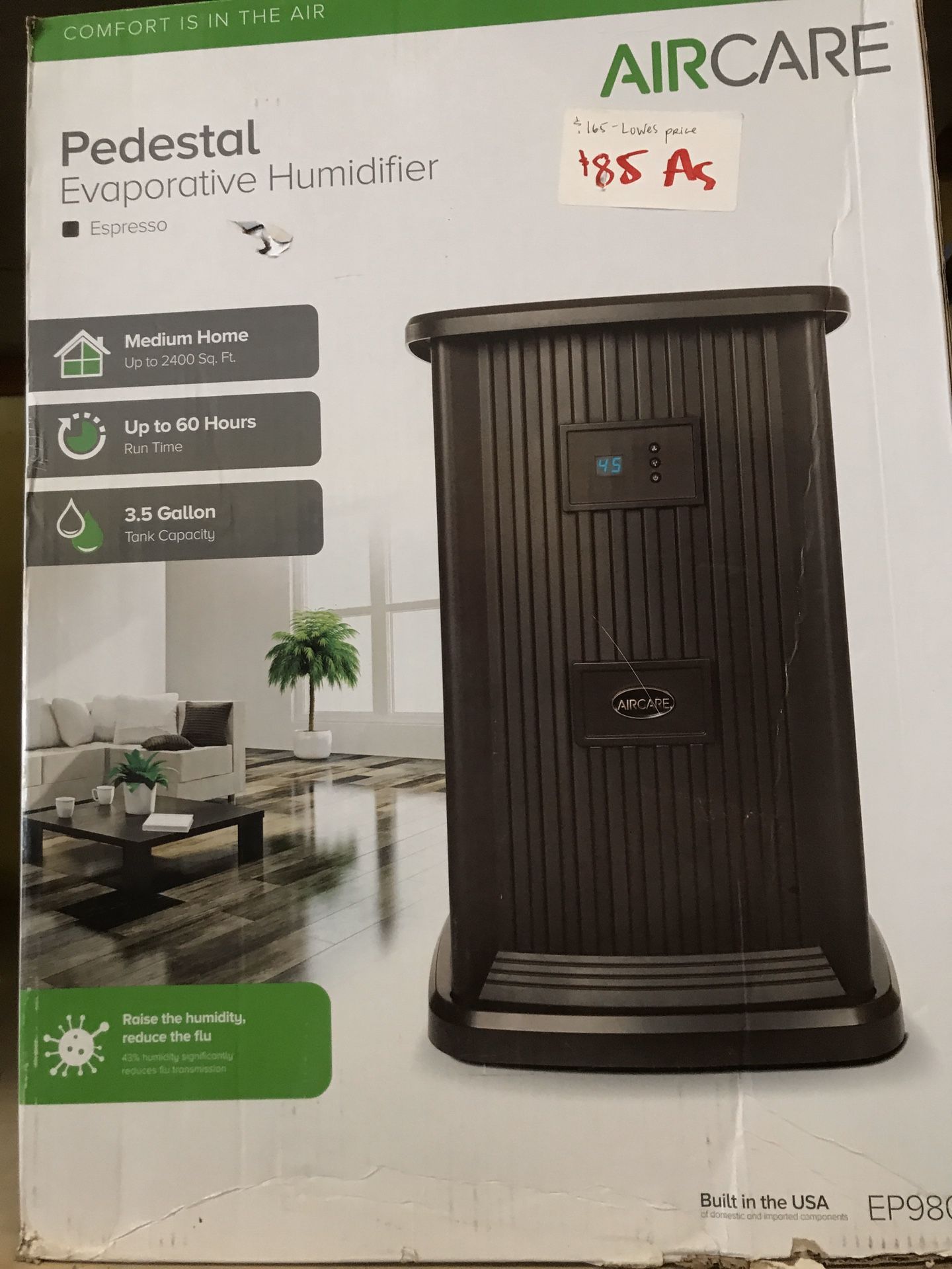 AIRCARE Pedestal 3.5-Gallon Tower Evaporative Humidifier // Protect Your Family From The Flu!