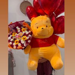 Jumbo Winnie The Pooh , Bouquet Roses Valentines Gift 