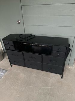 Amazing loving deal Like New Black dresser with 6 drawers and 4 little drawers w red LED lights