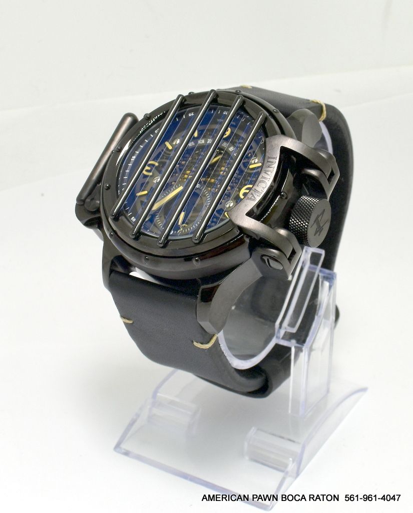 Invicta Vintage Crossbar Black Dial Black Leather Men's 52mm Watch 20256  Swiss