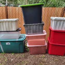 10 Assorted Size Plastic Storage Containers Bins 
