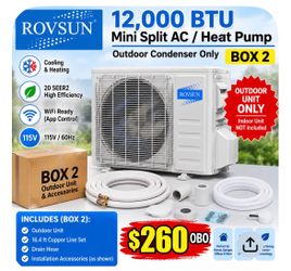 ROVSUN 12000 BTU Wifi Enabled Mini Split Air Conditioner & Heater with Inverter, 20 SEER2 Energy Saving 115V