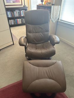 Scandinavian style stress free chair and ottoman