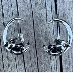 Cow Moon 925 Sterling Silver Earrings
