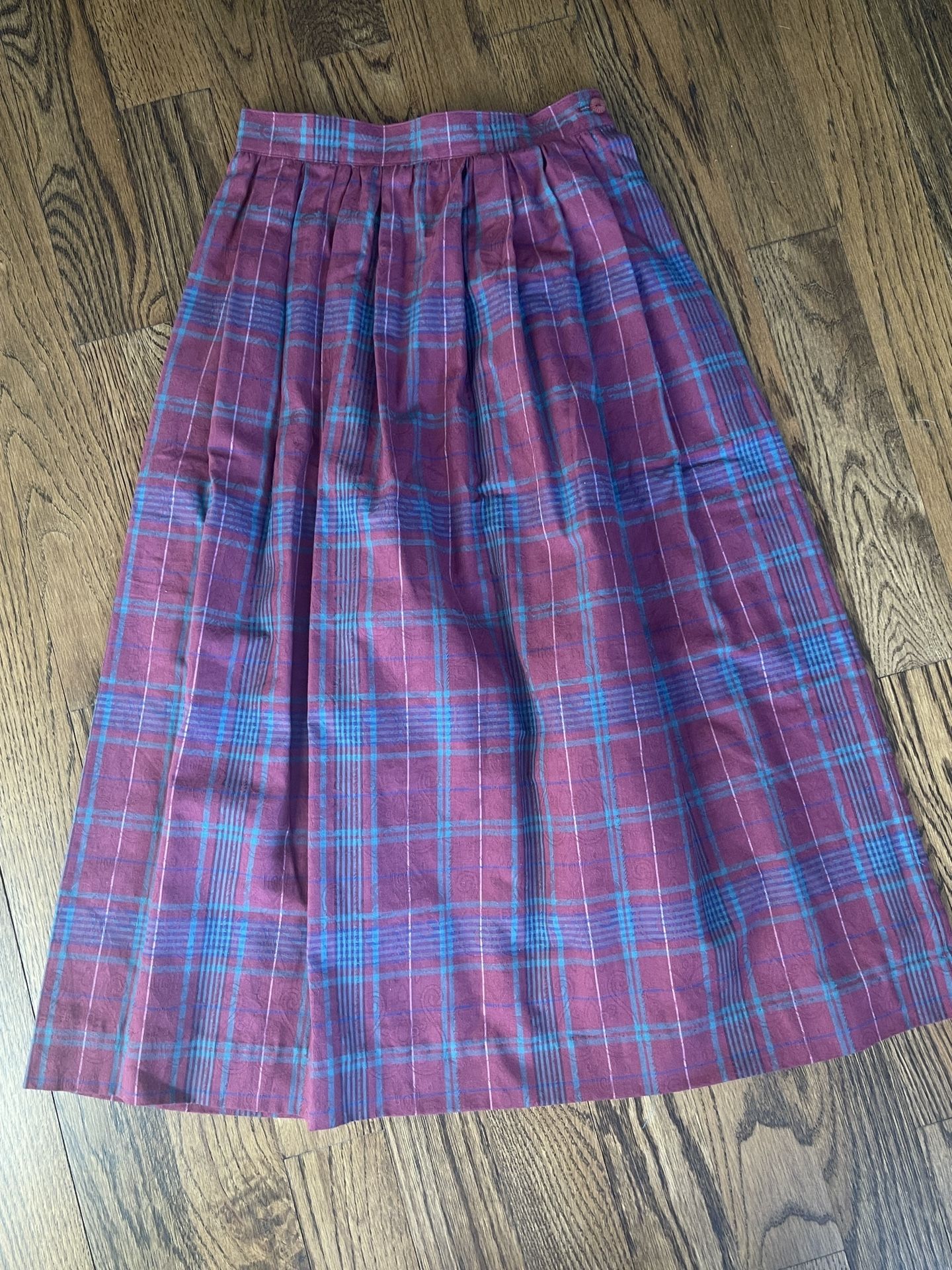 Vintage 90s Plaid Pleated Midi Skirt Tanner sport Made in USA Size 8