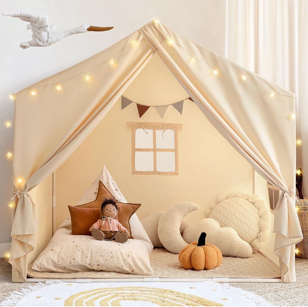 Kids Play Tent with Padded Mat, Razee Large Kids Tent Indoor, Play House Playhouse Castle Tent for Girls Boys