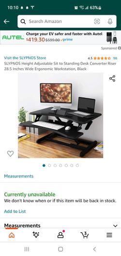 SLYPNOS Height Adjustable Sit to Standing Desk Converter Riser 28.5 Inches Wide Ergonomic Workstation, Black