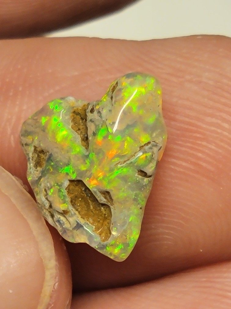 2ctw Colorful Genuine Polished Ethiopian Fire Opal Rough Gemstone