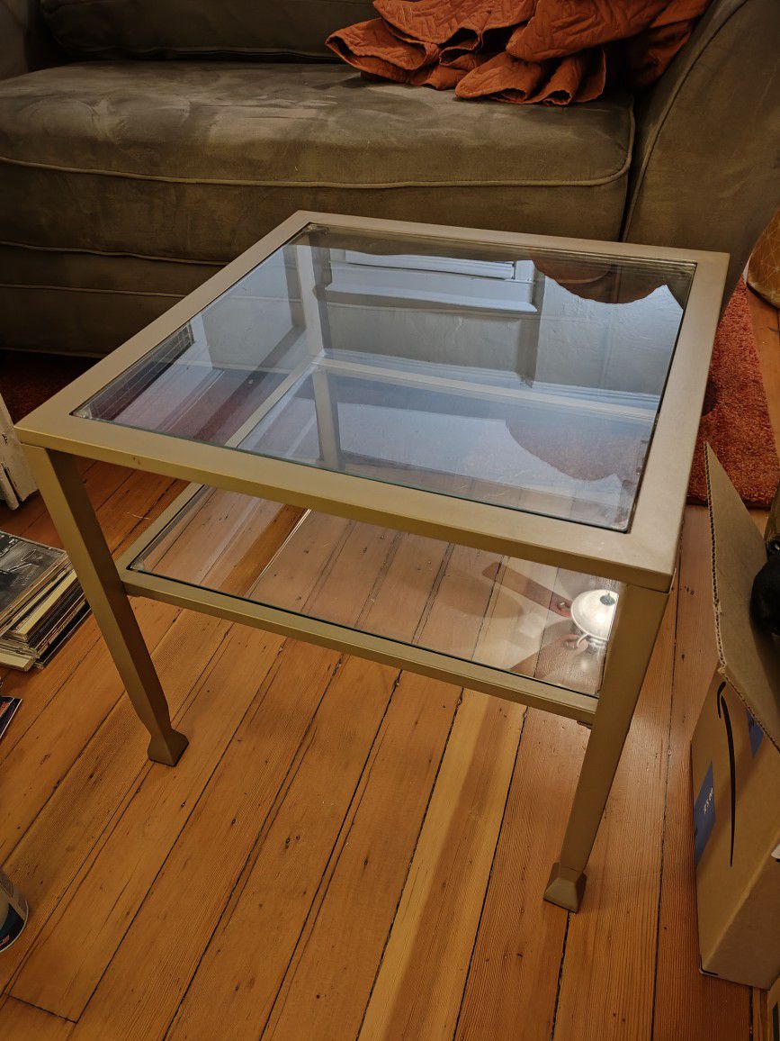 FREE Square gold/brass and glass coffee table