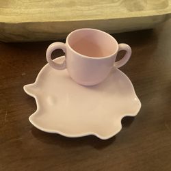 Tiffany And Co Pink Porcelain Baby Plate and Cup Set-Ahwatukee 