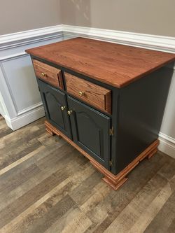 Refinished Wood Sideboard Cabinet with Drawers