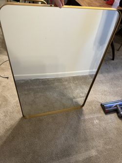 NEW Classic Metal Wall Mirror Sturdy 36" x 24" Gold