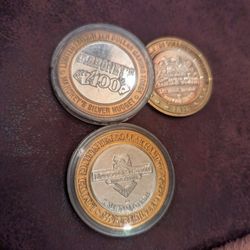 Vintage  .999 Silver Casino Tokens 