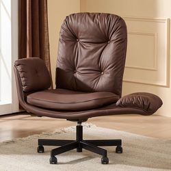 🔥 Brand NEW – Amseatec Criss Cross Executive Office Chair (400LB Capacity, Brown PU Leather)