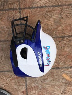 Worth Softball Blue, White Helmet, with chin guard