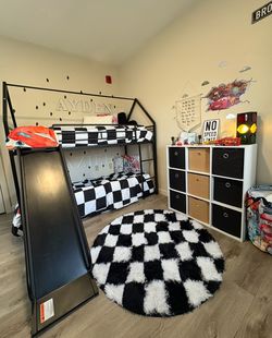 Twin bunk bed with slide
