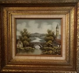 Village Bridge Painting