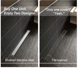 (Brand New in Box) 
Neodrain 18-Inch Linear Shower Drain- with 2-in-1 Flat & Tile Insert Cover, Brushed 304 Stainless Steel Rectangle Shower Floor Dra
