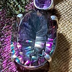 925 Sterling Silver Mystic Topaz Necklace Made In Italy 