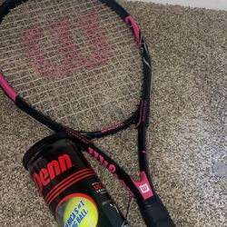 Wilson Tennis Raquet & Penn Championship Tennis Balls (Good Condition)