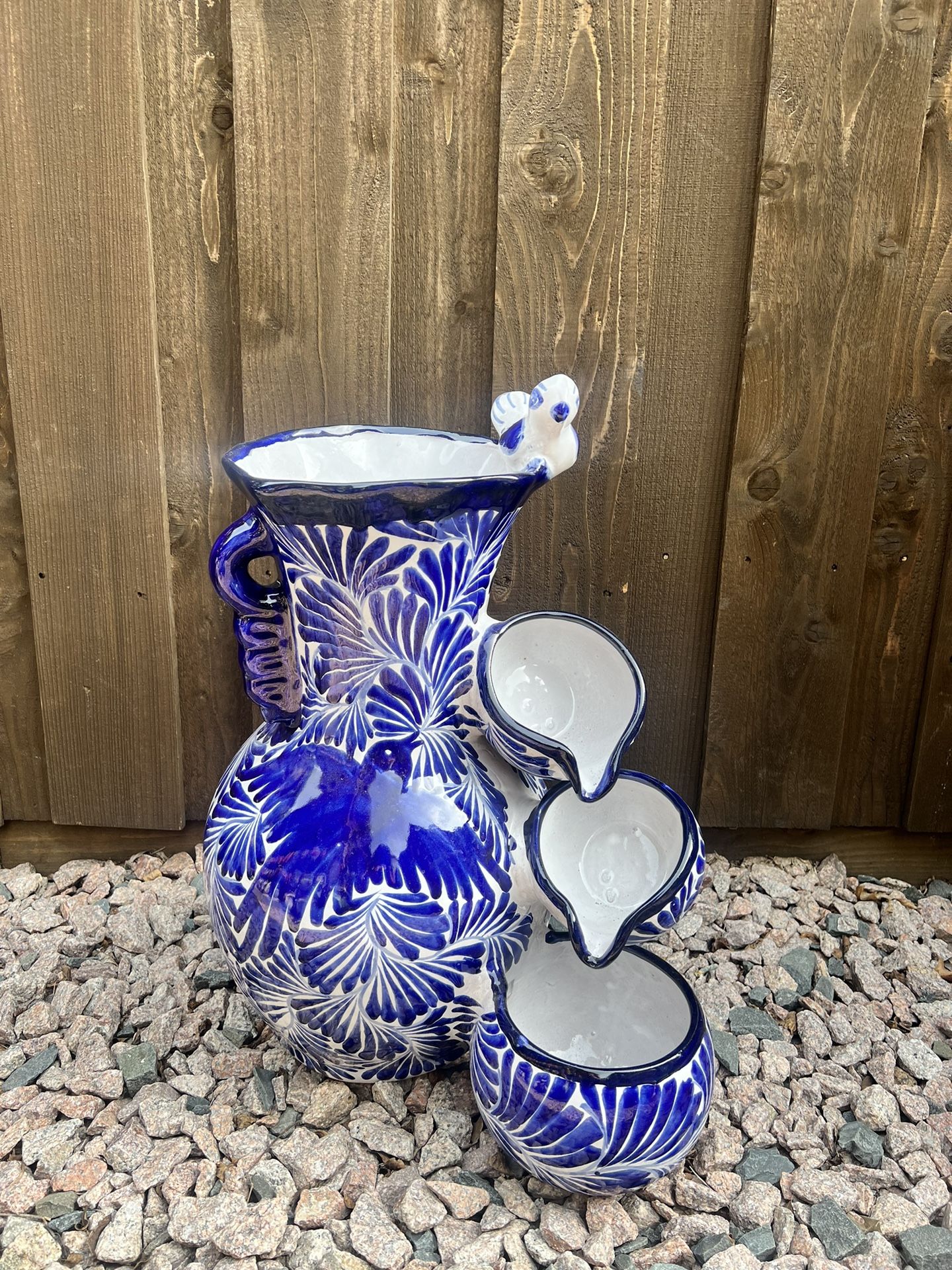 Mexican Talavera Water Fountain, Planter, Pottery.