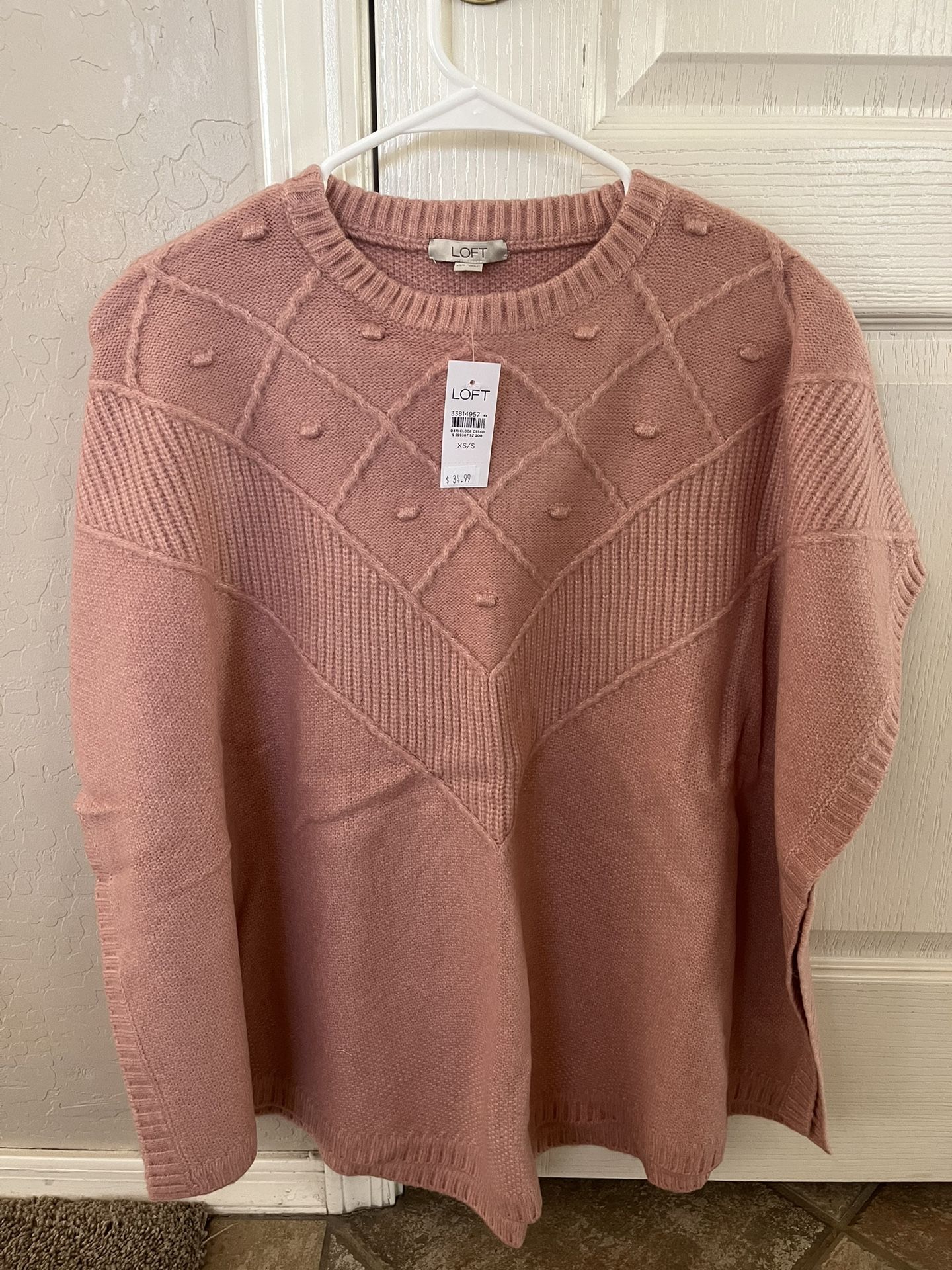 NWT LOFT Modern Poncho - pink (picture from LOFT website) - size XS/S - runs big (boxy fit)