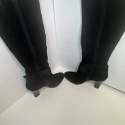 Chaps Candace Black Knee High Zip Up Boots Size 8B 