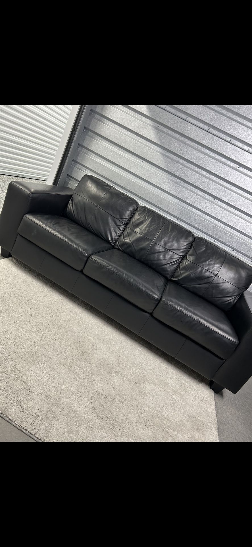 Black Leather IKEA Couch (Free Delivery)