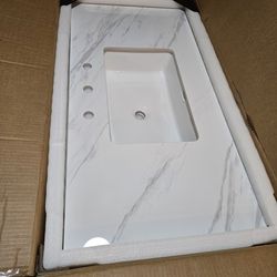 43 inch bathroom vanity top with sink and back splash