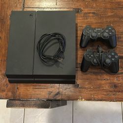 PS4 With 2 Controllers, Power Cord and Controller Charging Cord