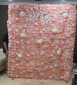 Pink flower wall with stand