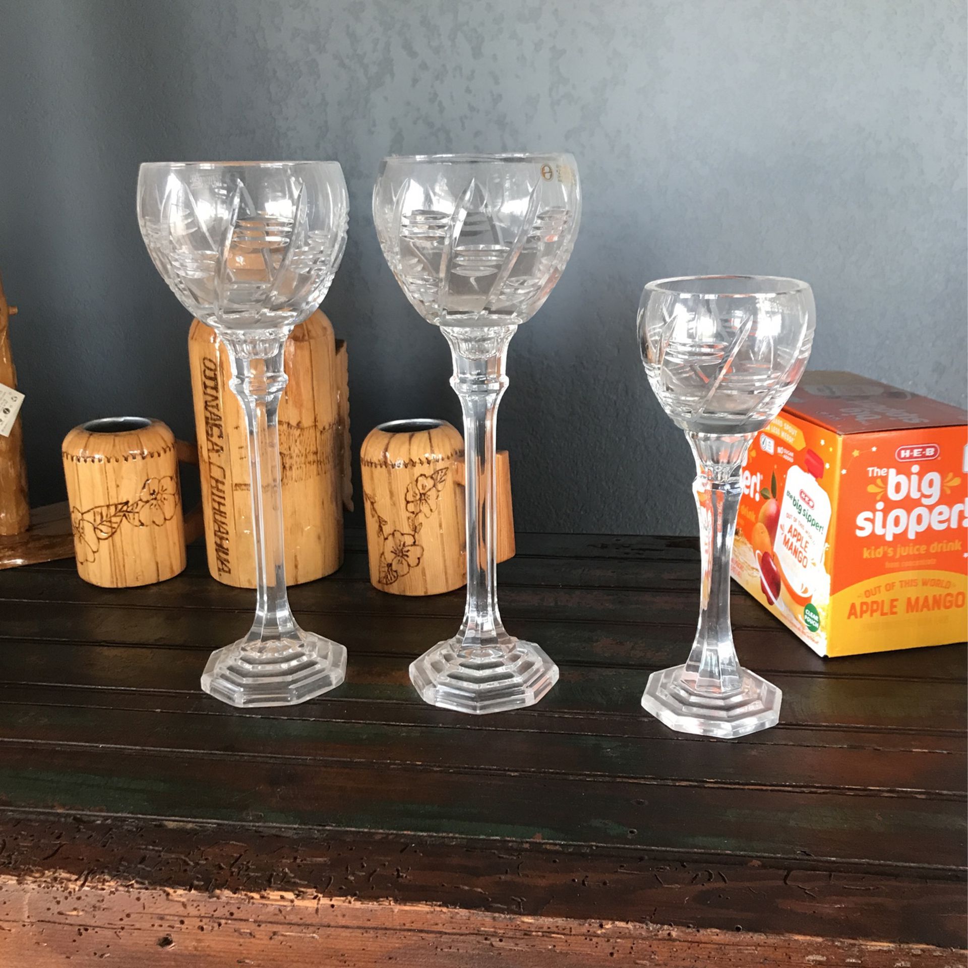 Hand Cut Glass Candle Holders