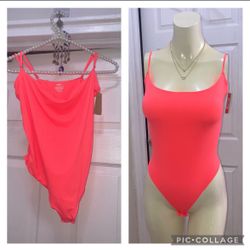 SKIMS Size XL fits everybody Cami bodysuit top thong nectarine NWT
