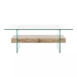 Safavieh  Rectangular Glass & Natural Wood Coffee Table
